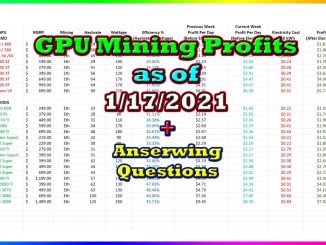 GPU Mining Profits as of 1/17/21 | Answering Questions | Twitch Recap