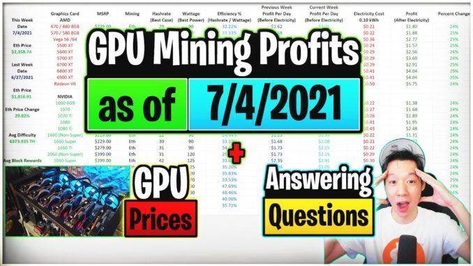 GPU Mining Profits as of 7/4/21 | GPU Prices | Answering Questions